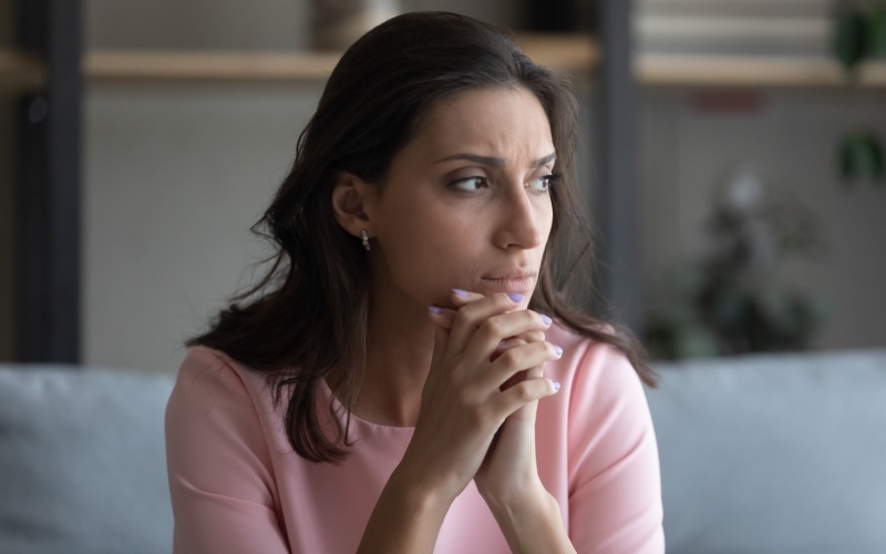 woman looking worried