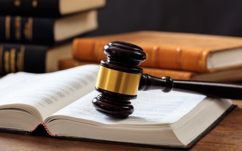 gavel sitting on books