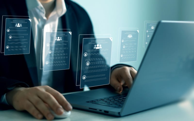 person on computer