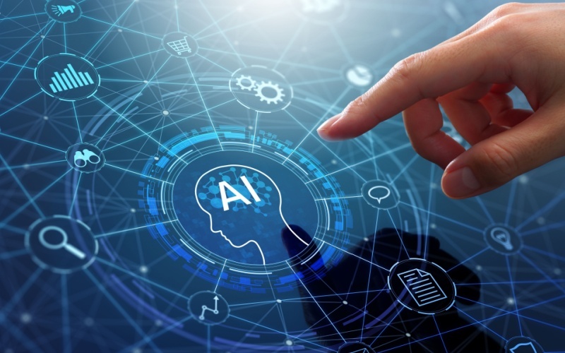 hand pushing AI button on screen
