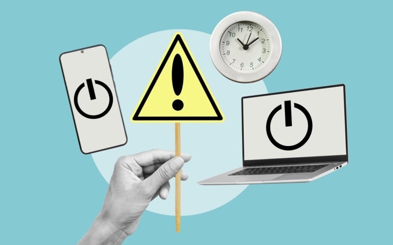 caution sign with screens