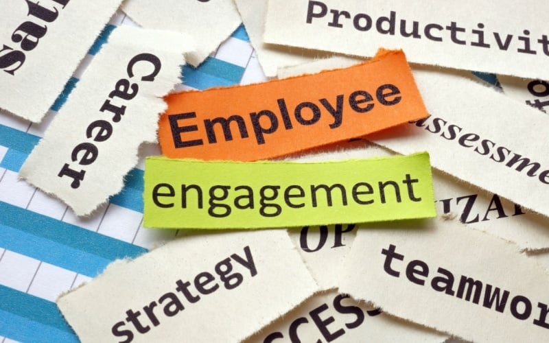 employee engagement written on slips of paper