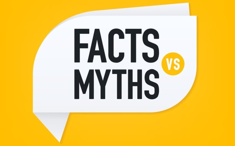 Myths vs facts speech bubble banner