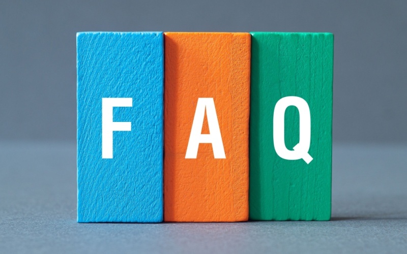 wood blocks that spell out FAQ