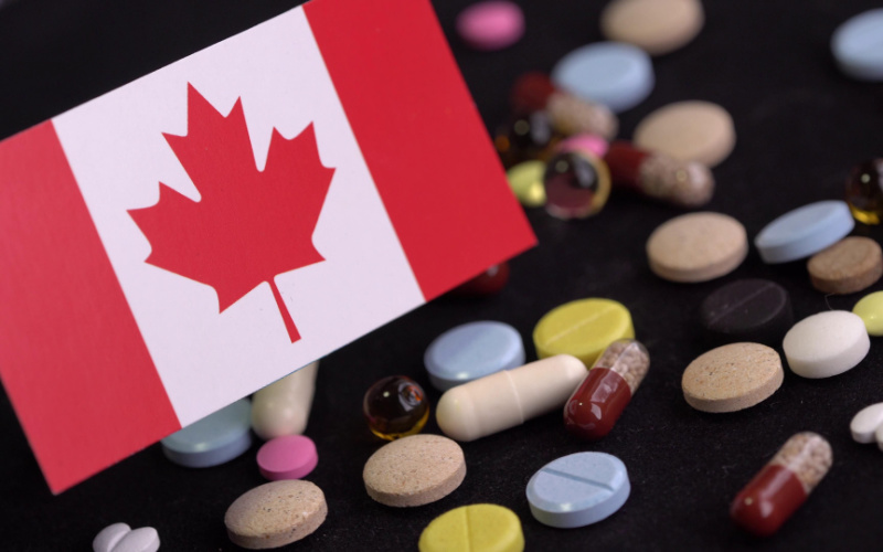 image of Canadian flag with pills