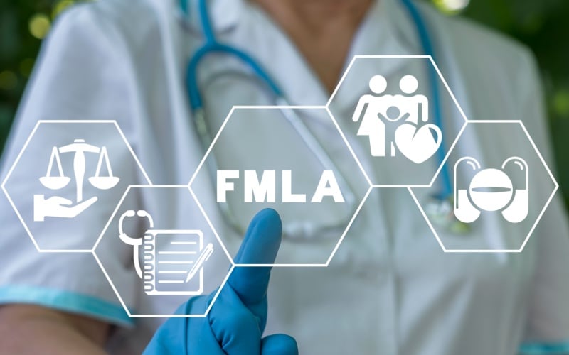 person with FMLA related icons