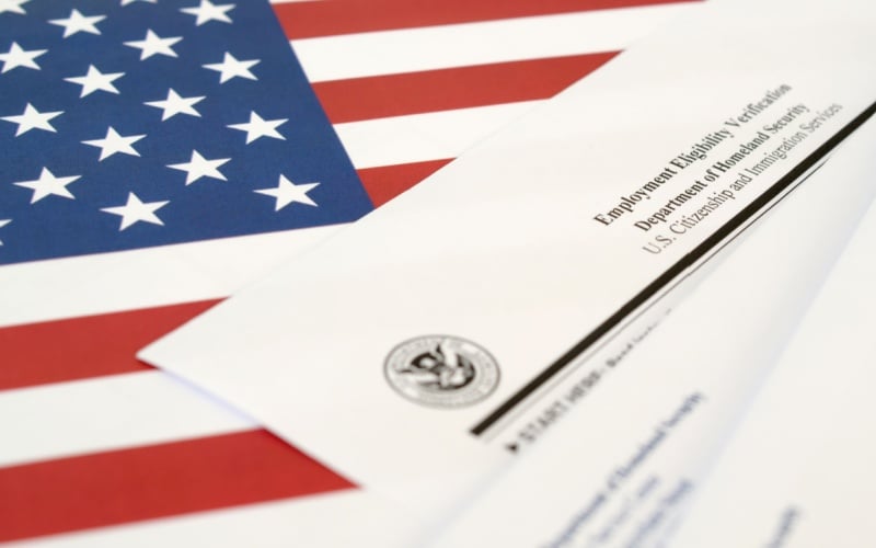 American flag and Form I-9