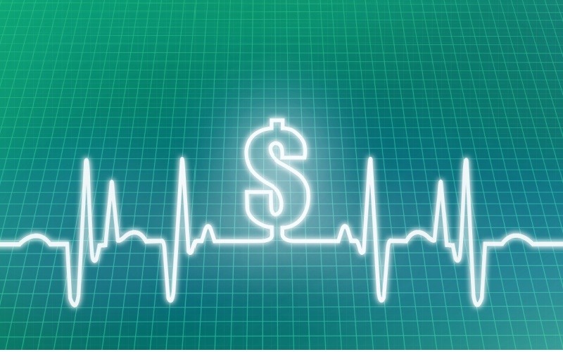 Abstract money green graphic of ekg with dollar sign