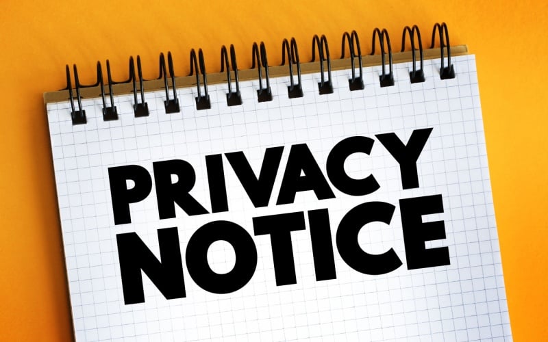 words privacy notice written in notebook