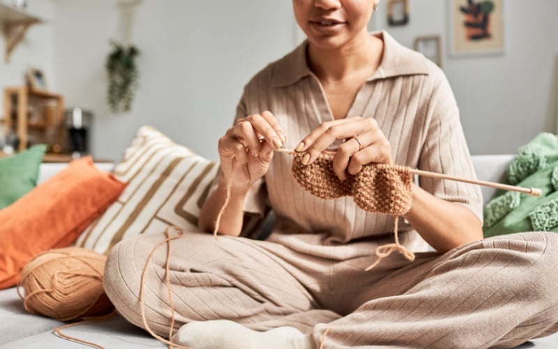 woman knitting