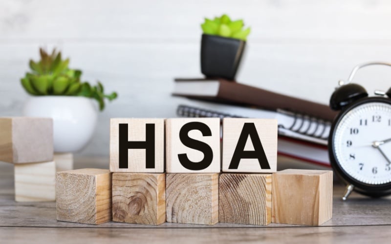 HSA written on wood blocks on desk