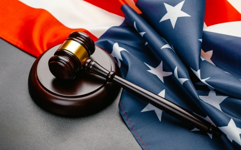 gavel with American flag