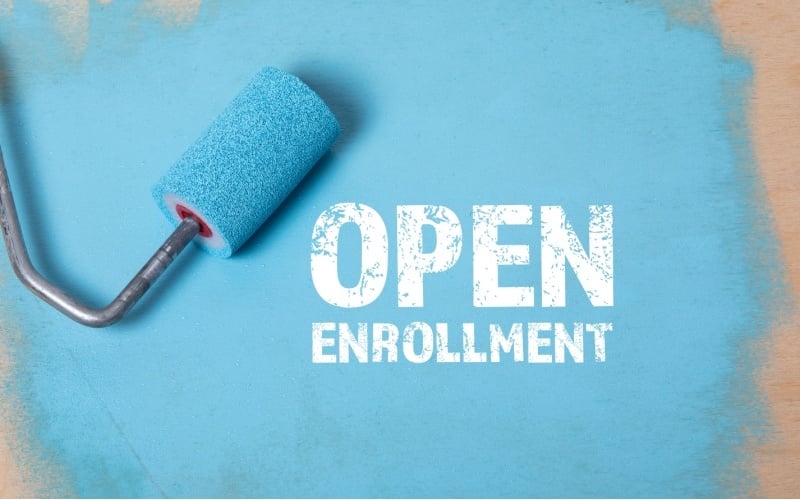 paint brush with words open enrollment