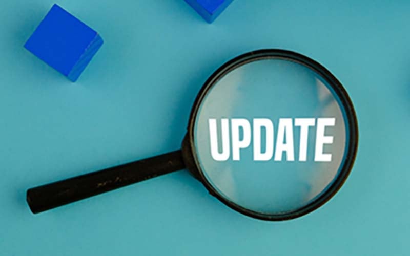 magnifying glass over the words update