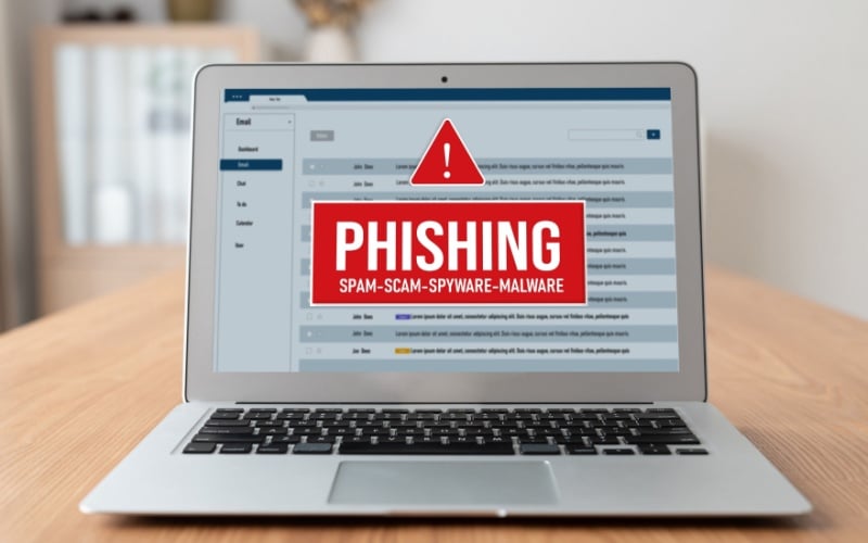 computer screen that reads phishing