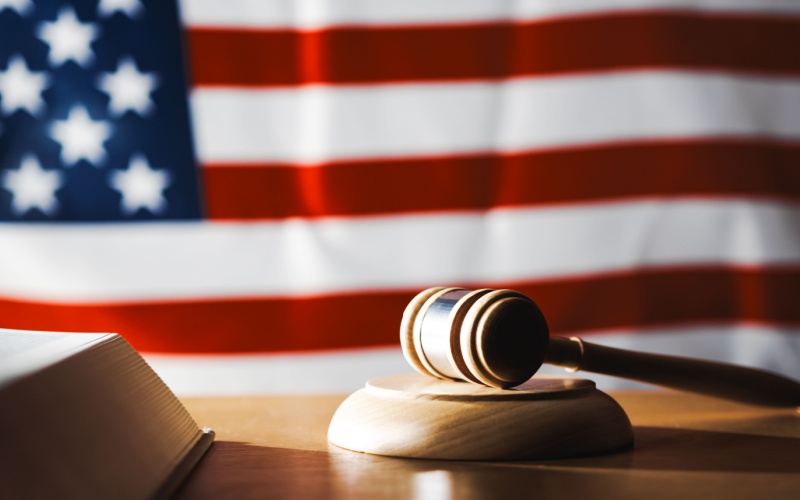 American flag with gavel