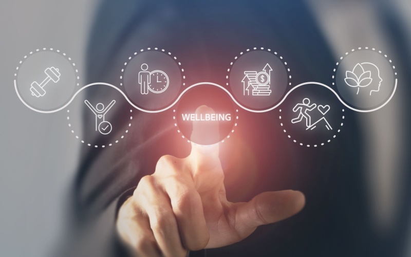 person selecting wellness icon buttons